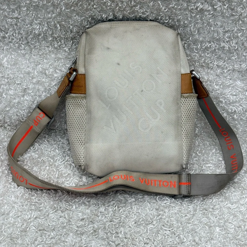 Louis Vuitton Gray and Brown Messenger Bag with Leather Accents